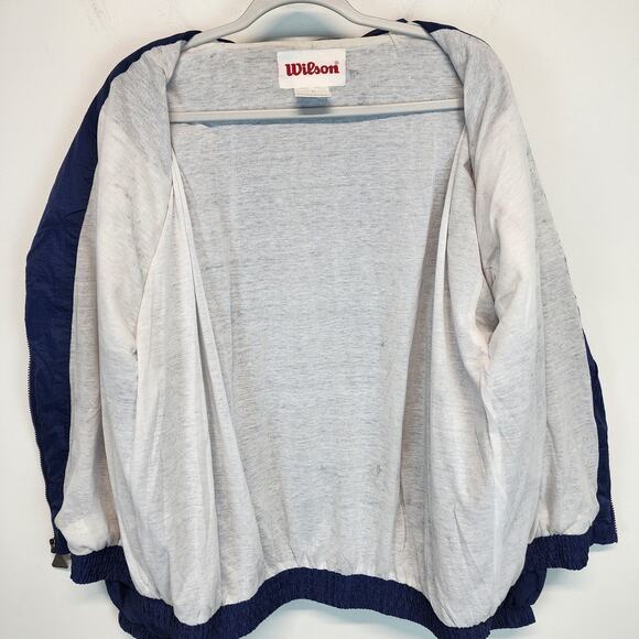 Vintage Wilson Tracksuit Jacket Mens XL Blue White Warmup Classic Fit Retro - Picture 9 of 14